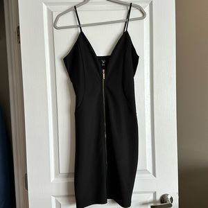 Black dress with gold zipper